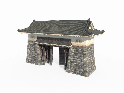 प्राचीन एशियाई वास्तुकला का द्वार स्तर 3D मॉडल