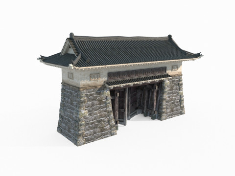 Gate level of ancient Asian architecture 3D Model