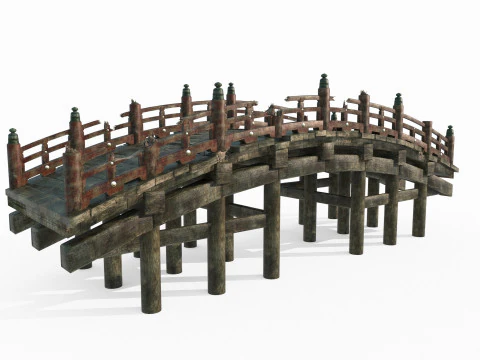 Напівзруйнований арочний міст стародавньої азіатської архітектури 3D Модель