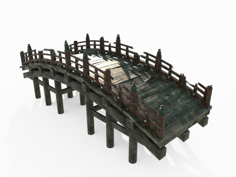 The dilapidated arched bridge of ancient Asian architecture 3D Model