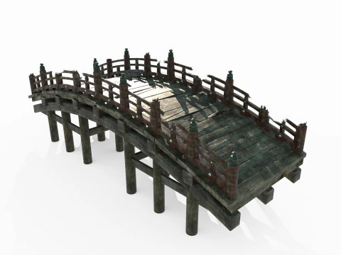 A ponte arqueada dilapidada da antiga arquitetura asi&aacute;tica Modelo 3D