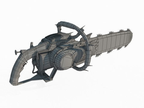 Fantasy style weapon chainsaw Model 3D