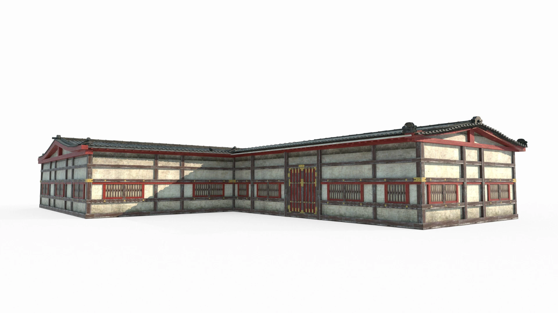T-shaped houses in ancient Asian architecture 3D Model .c4d .max .obj .3ds .fbx .stl .blend 