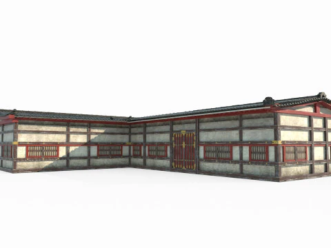 Case a forma di T nell'antica architettura asiatica Modello 3D
