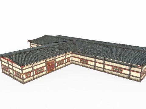 T-shaped houses in ancient Asian architecture 3D Model