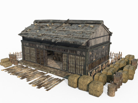 Ancient Asian architecture and residential buildings 3D Model