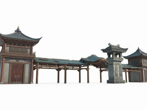 고대 범선 선착장 3D 모델