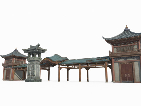 Ancient sailboat dock 3D Model