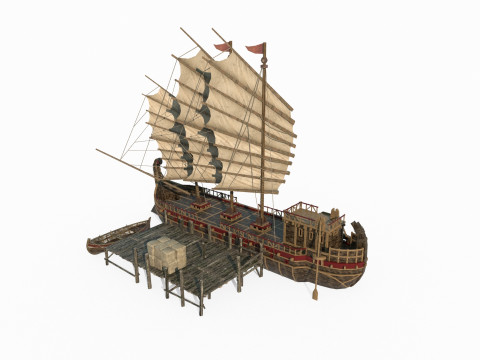 Ancient sailboat dock Modelo 3D