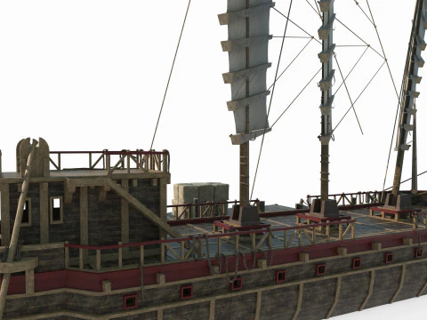 Ancient sailboat dock 3D Model