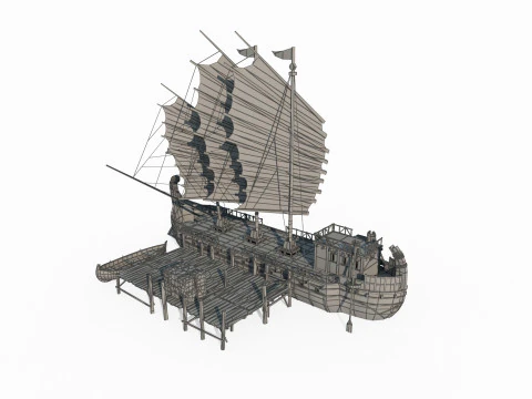 Ancient sailboat dock 3D Model