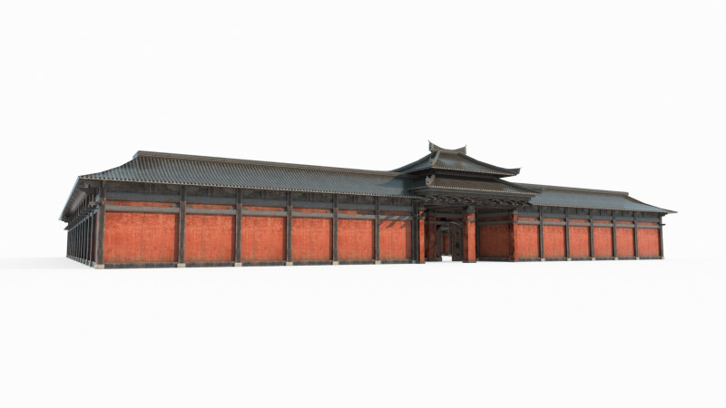 Asian Ancient Architecture Courtyard 3D Model .c4d .max .obj .3ds .fbx .stl .blend 