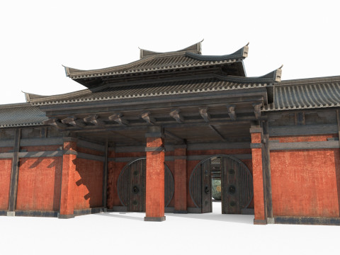 Asian Ancient Architecture Courtyard 3D Model