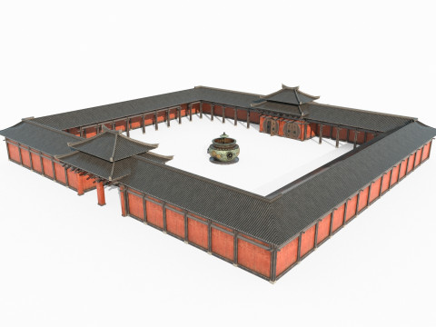 Asian Ancient Architecture Courtyard 3D Model