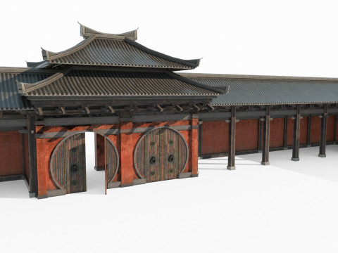 Asian Ancient Architecture Courtyard 3D Model