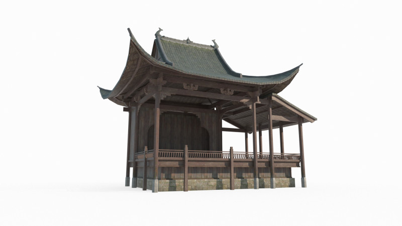 Ancient Asian architectural stage 3Dモデル .c4d .max .obj .3ds .fbx .stl .blend 