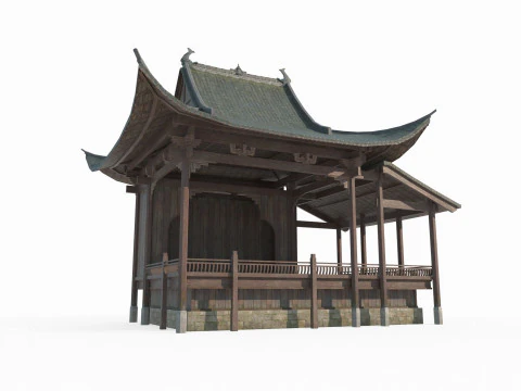 Ancient Asian architectural stage 3D Model