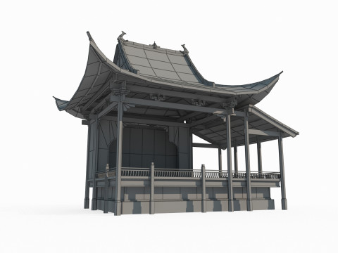 Ancient Asian architectural stage 3Dモデル
