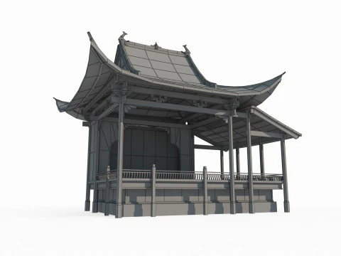 Ancient Asian architectural stage 3D Model