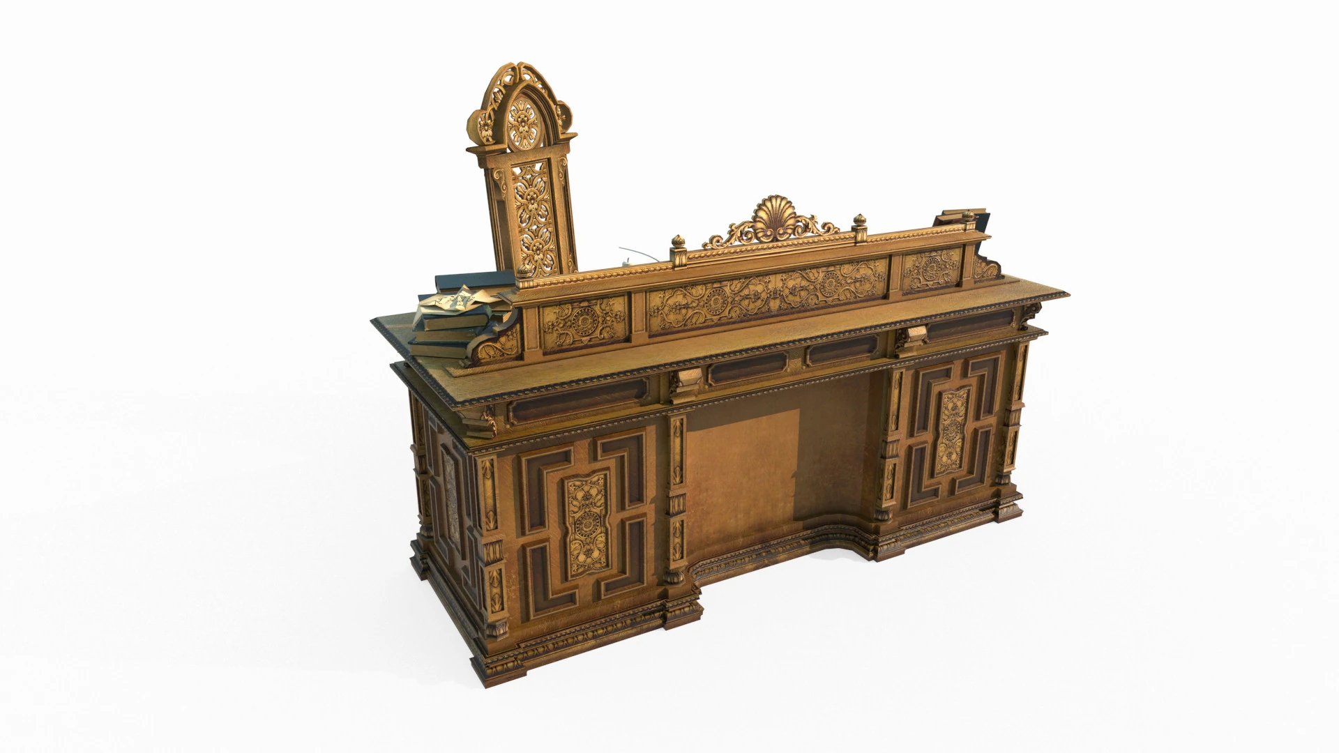 Luxury classical furniture desk 3D Model .c4d .max .obj .3ds .fbx .stl .blend
