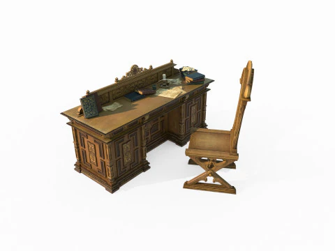 Luxury classical furniture desk 3D Model