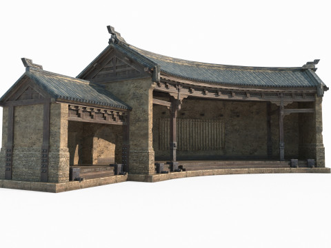 Asian Ancient Architecture Relay Station 3D 模型