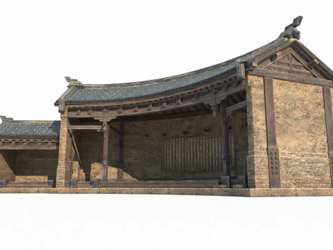 Asian Ancient Architecture Relay Station 3D Model