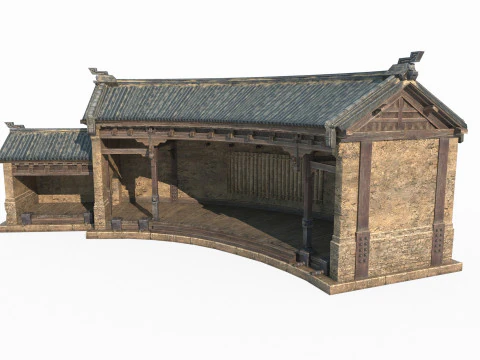 Asian Ancient Architecture Relay Station 3D Model