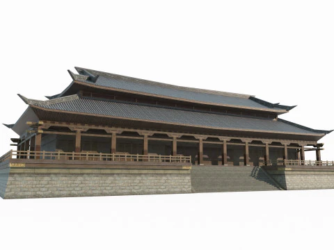 アジアの古代建築の大きな宮殿 3Dモデル