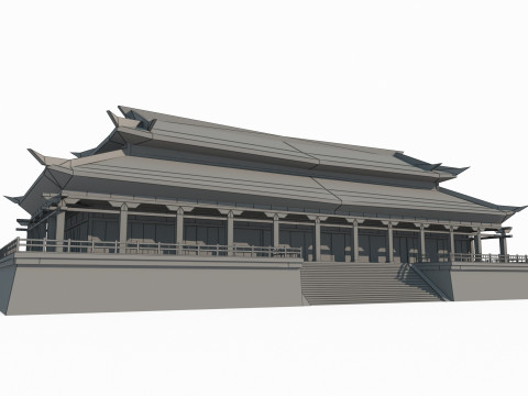 Asian ancient architecture large palaces Modèle 3D