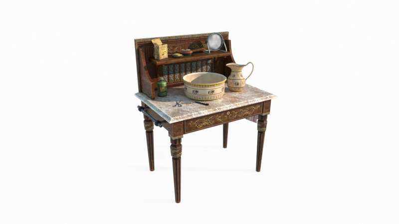 Classical furniture dressing table 3D 모델 .c4d .max .obj .3ds .fbx .stl .blend 