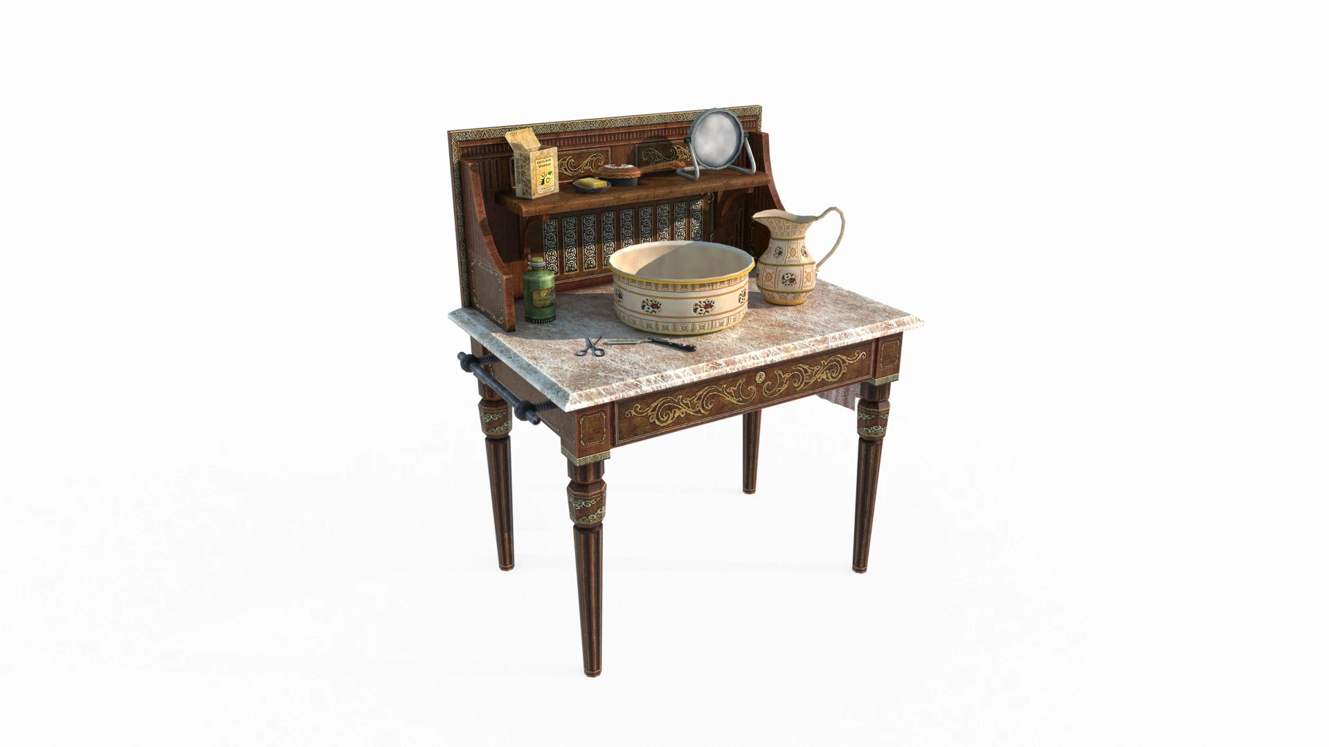 Classical furniture dressing table 3D Model .c4d .max .obj .3ds .fbx .stl .blend