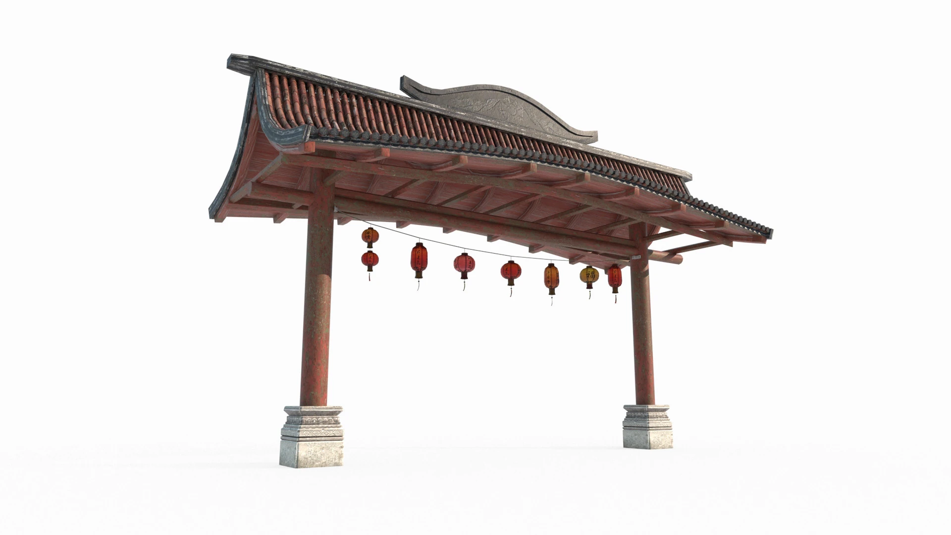 एशियाई प्राचीन वास्तुकला टोरी गेट 3D मॉडल .c4d .max .obj .3ds .fbx .stl .blend