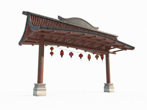 Asian antique architecture torii gate 3D 模型