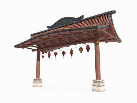 Asian antique architecture torii gate Modèle 3D