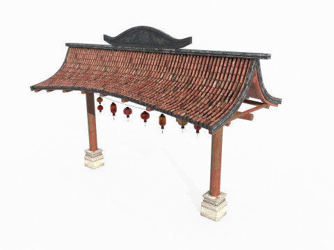 Asian antique architecture torii gate Modèle 3D