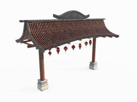 Asian antique architecture torii gate Modèle 3D