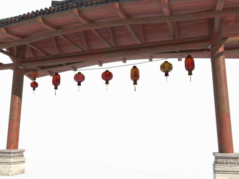Asian antique architecture torii gate Modèle 3D