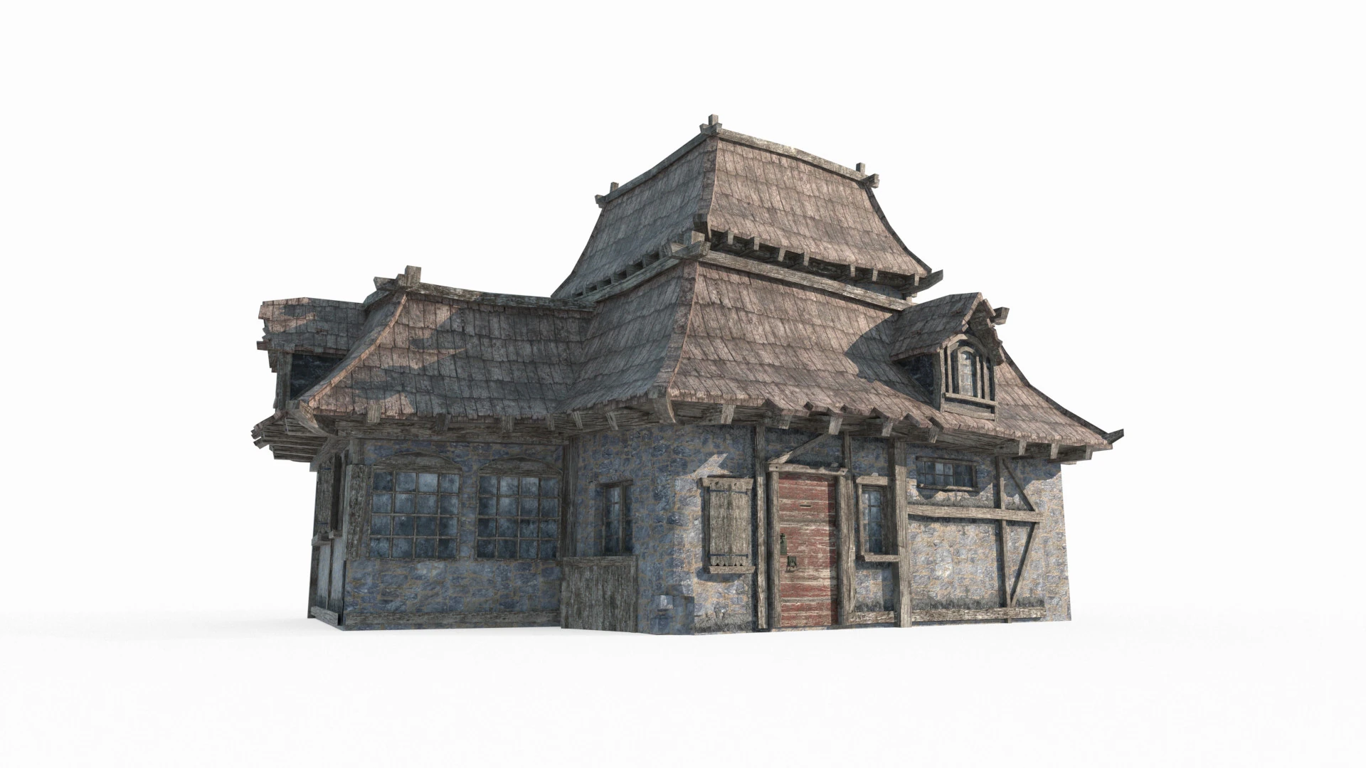 Alte architektonische H&auml;user im magischen Stil 3D Modell .c4d .max .obj .3ds .fbx .stl .blend 