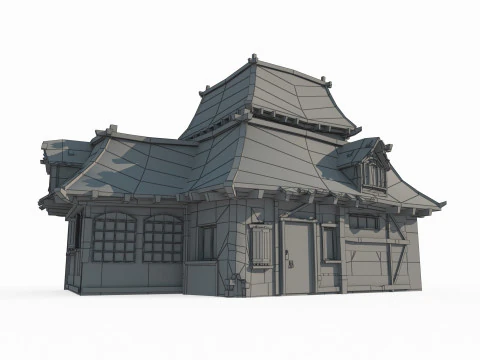 Alte architektonische H&auml;user im magischen Stil 3D Modell