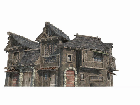 魔法の中世建築の酒場 3Dモデル