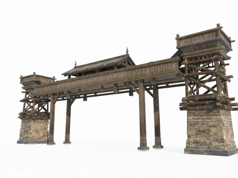 Punti di controllo di difesa per l'antica architettura asiatica Modello 3D