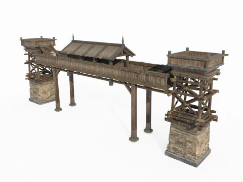 Punti di controllo di difesa per l'antica architettura asiatica Modello 3D