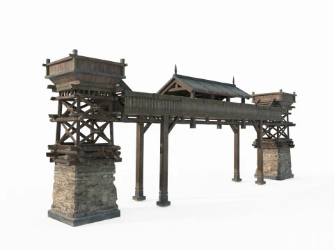 Punti di controllo di difesa per l'antica architettura asiatica Modello 3D