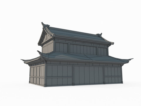 Blue tile houses in ancient Asian architecture 3D-Modell