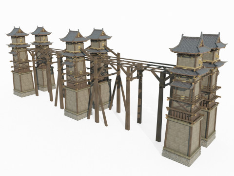 Asian Ancient Architecture Defense Levels 3D-Modell