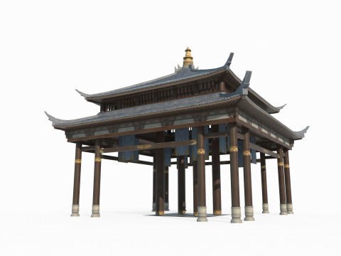 Asian ancient architecture luxury pavilion Modèle 3D