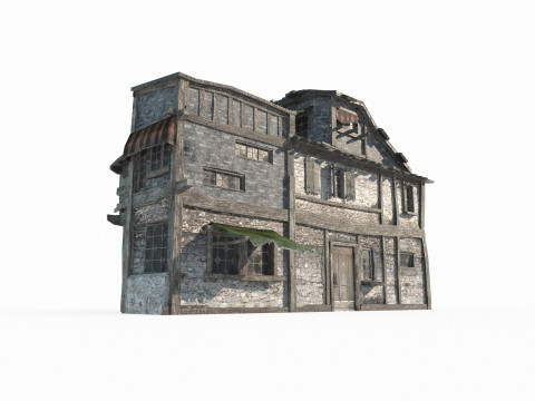 Medieval magical style architectural houses Model 3D