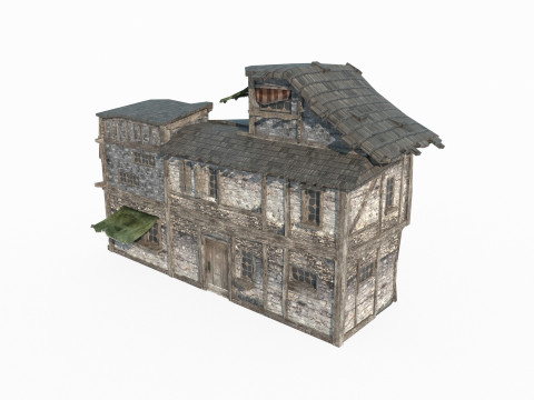 Medieval magical style architectural houses Modèle 3D