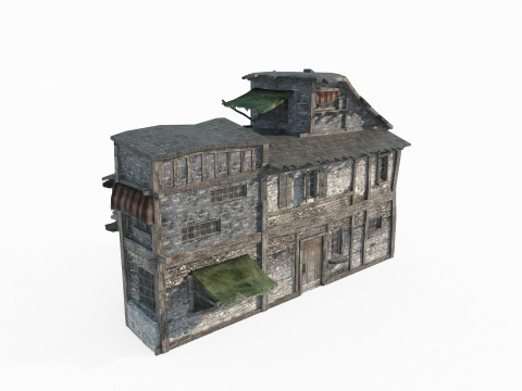 Medieval magical style architectural houses Modèle 3D